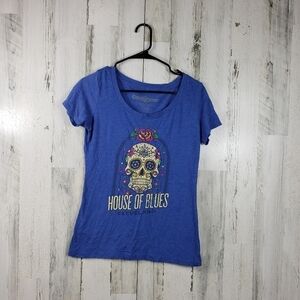 house of blues Cleveland sugar skull graph t-shirt women's size large